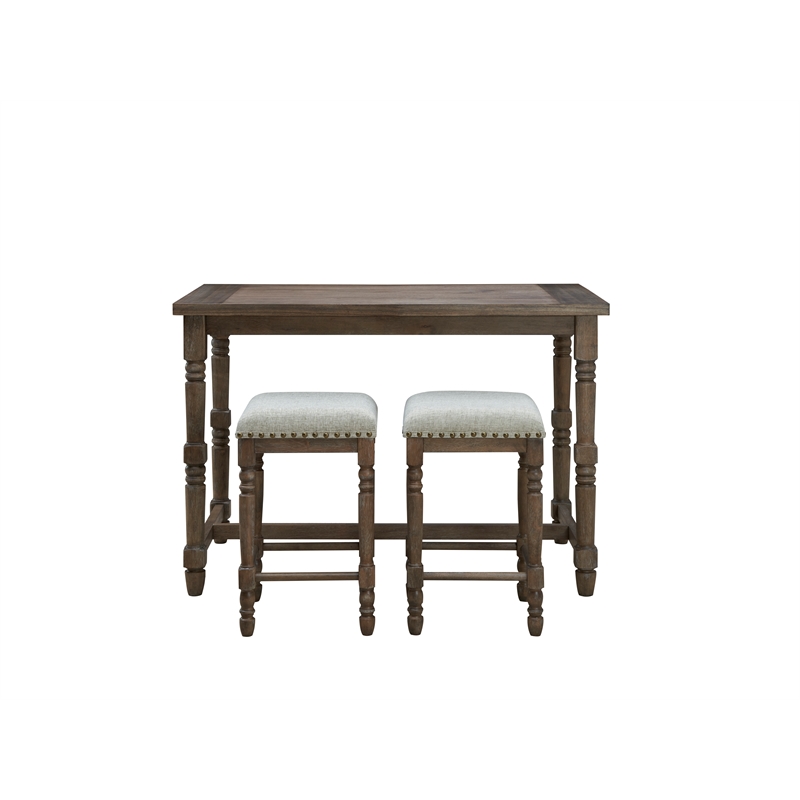 Carolina Classics Brittany Deluxe 3-Drawer Wood Bar Table in Walnut Brown