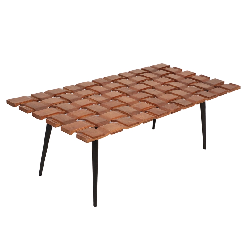 Carolina Classics Waverly Wood & Iron Coffee Table in Honey Gold Brown/Black