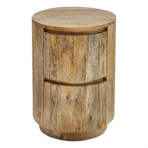 Carolina Classics Kingston 2-Drawer Round Wood Accent Table in Brown