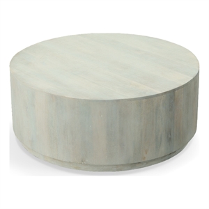 Carolina Classics Tamia 42&quot Round Wood Coffee Table in Distressed White