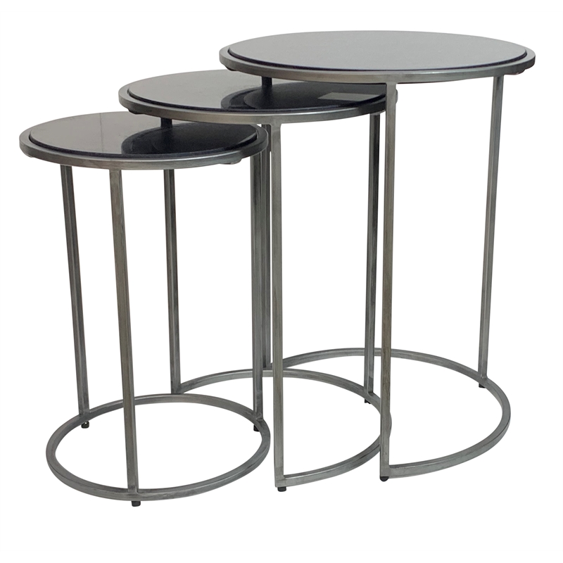 Serena Nesting Tables - Black Marble - Industrial