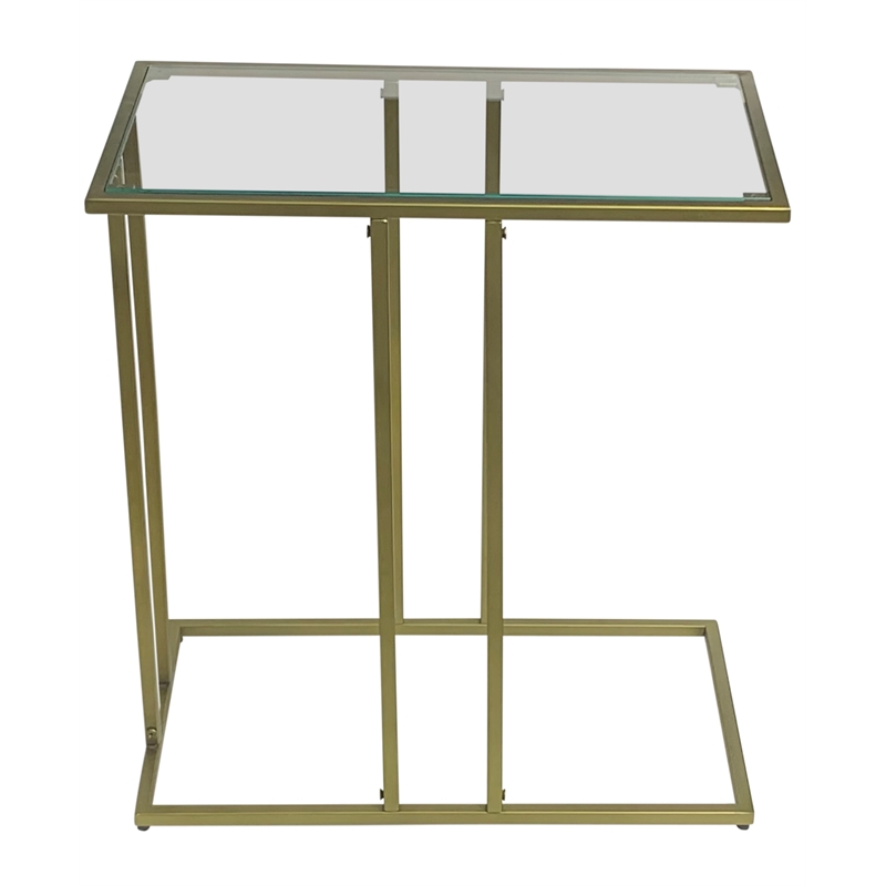 Serena End Table - Clear Glass - Antique Gold