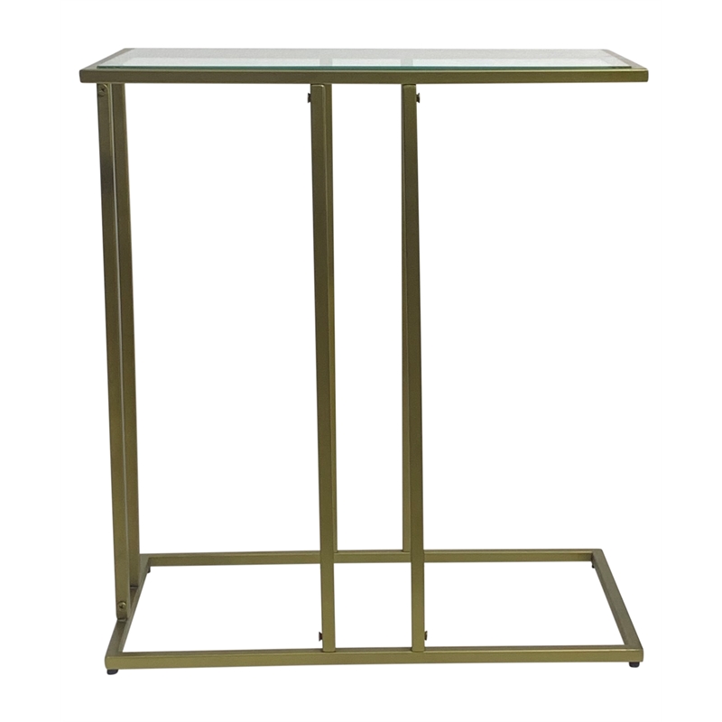 Serena End Table - Clear Glass - Antique Gold