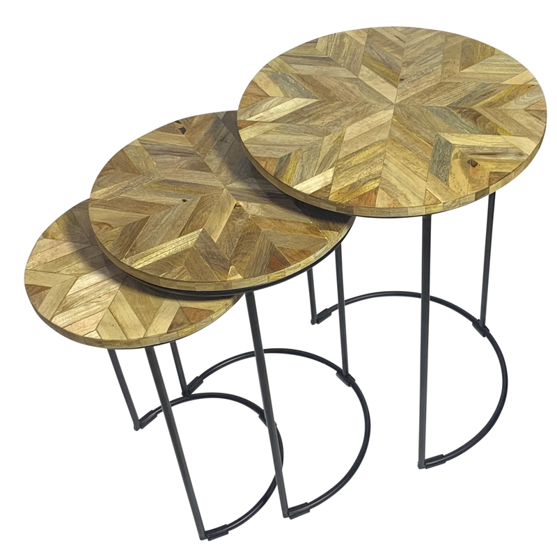Mackintosh Round Nesting Tables - Natural Inlay/Black