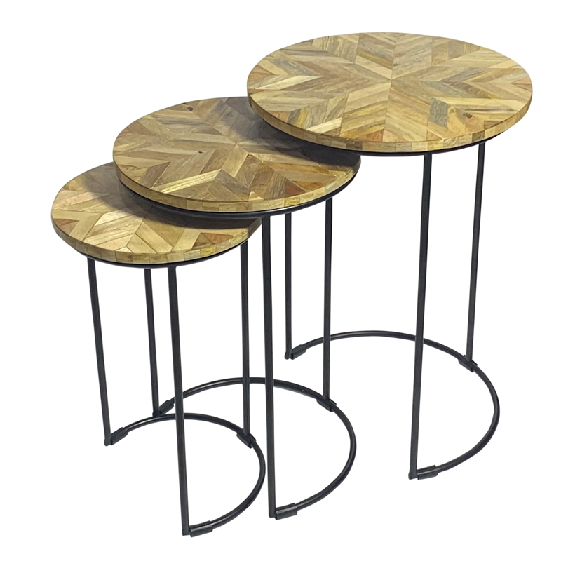 Mackintosh Round Nesting Tables - Natural Inlay/Black