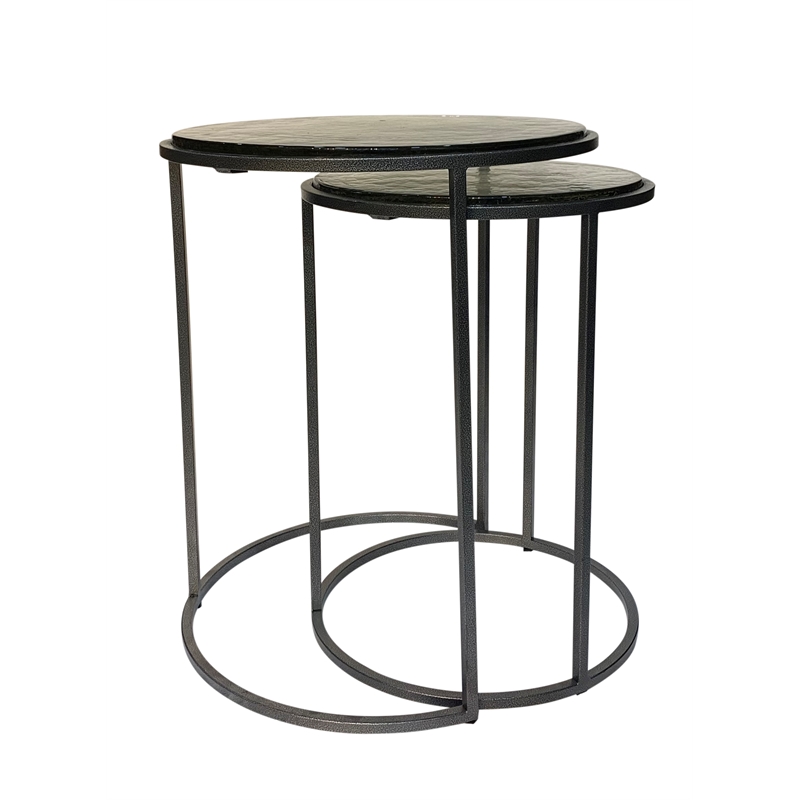 Serena Nesting Tables - Recycled Glass - Antique Gold