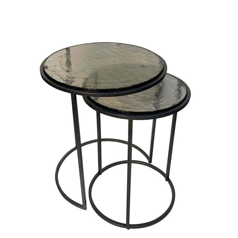 Serena Nesting Tables - Recycled Glass - Antique Gold