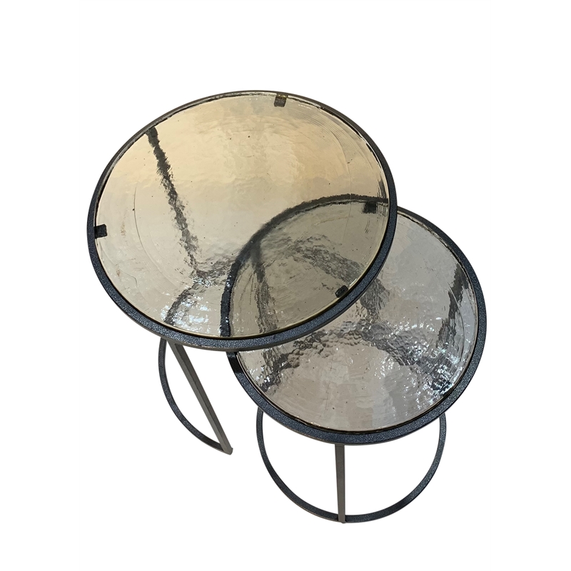 Serena Nesting Tables - Recycled Glass - Antique Gold