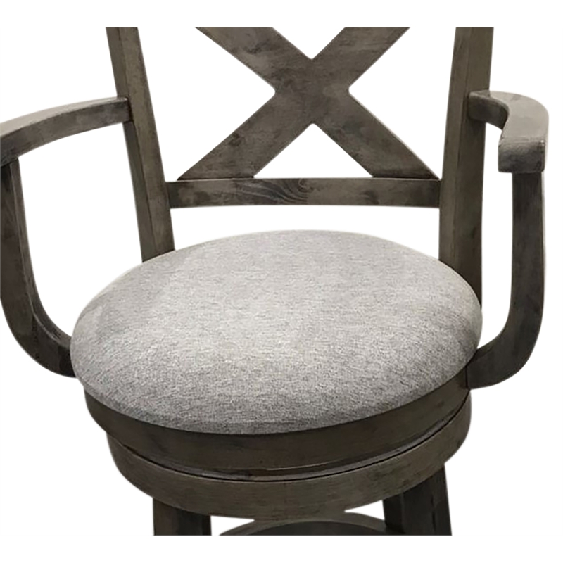 Essex Deluxe Swivel Barstool - Set of 2 - Gotham Grey - Grey Upholstery