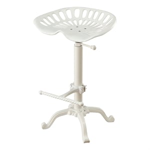 Adjustable Tractor Seat Barstool - White