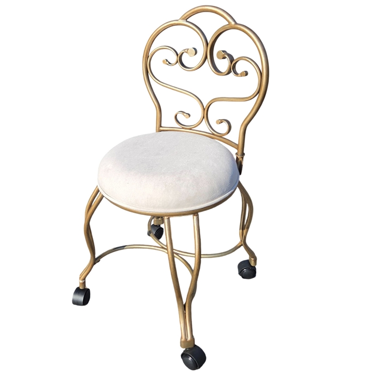 Victorian Vanity Stool with Back - Bronze