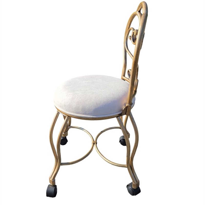 Victorian Vanity Stool with Back - Bronze