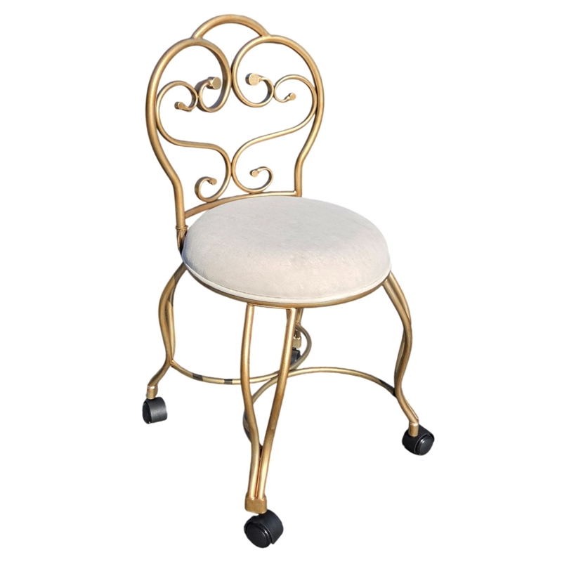 Victorian Vanity Stool with Back - Bronze