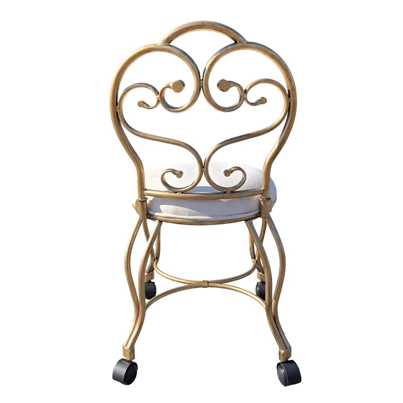 Victorian Vanity Stool with Back - Bronze