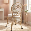 Victorian Vanity Stool with Back - Bronze
