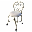 Victorian Vanity Stool with Back - Silver