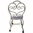 Victorian Vanity Stool with Back - Silver