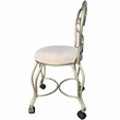 Victorian Vanity Stool with Back - Silver