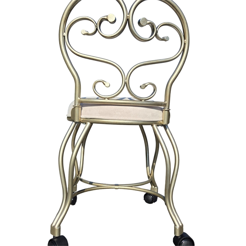 Victorian Vanity Stool with Back - Silver