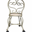 Victorian Vanity Stool with Back - Silver