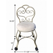 Victorian Vanity Stool with Back - Silver
