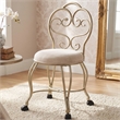 Victorian Vanity Stool with Back - Silver