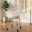 Victorian Vanity Stool with Back - Silver