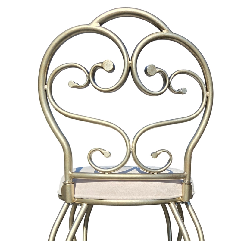Victorian Vanity Stool with Back - Silver