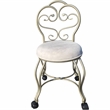 Victorian Vanity Stool with Back - Silver