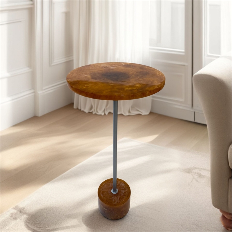 Carolina Amber Glow Pedestal Table in Nickel