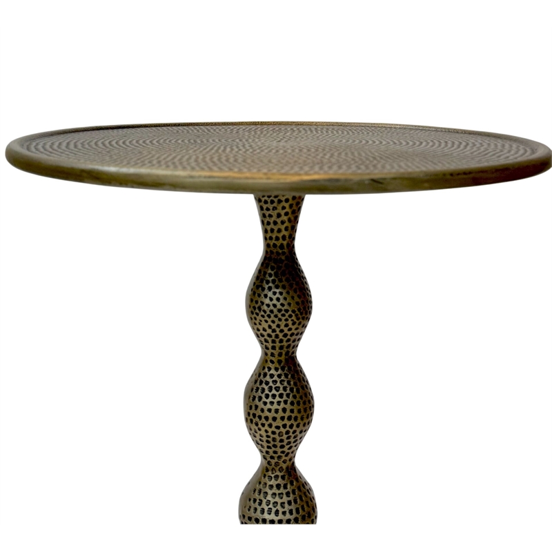 Carolina Pearson Hammered Dimple Metal Side Table in Antique Brass