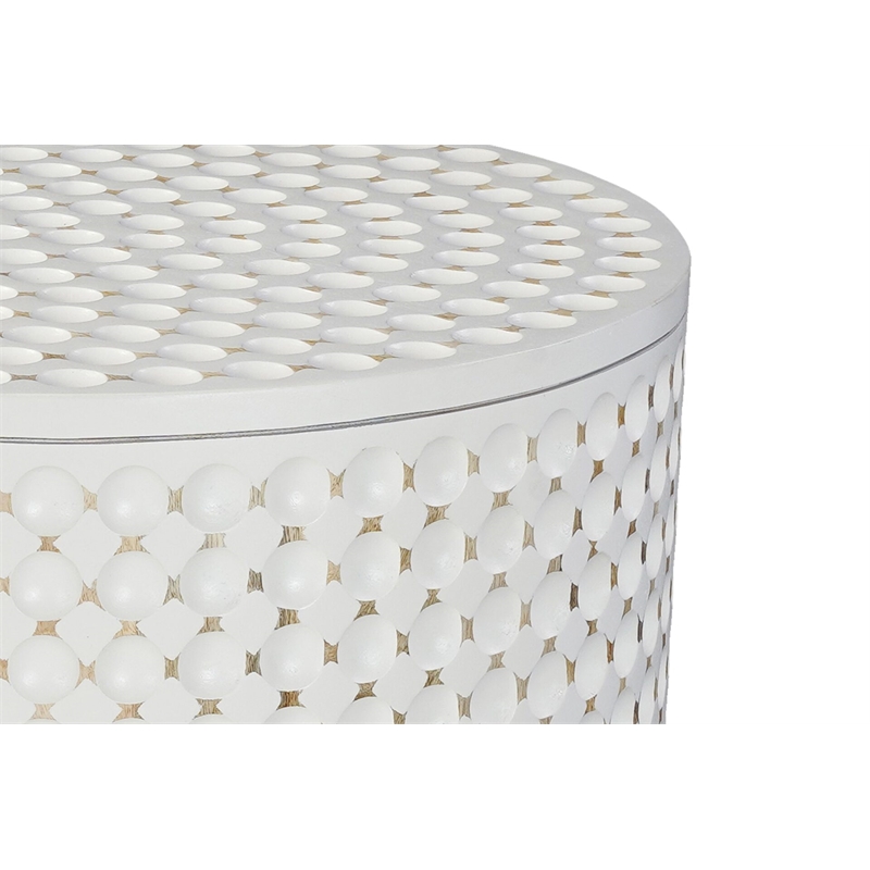Carolina Dimple Round Accent Table in Whitewash