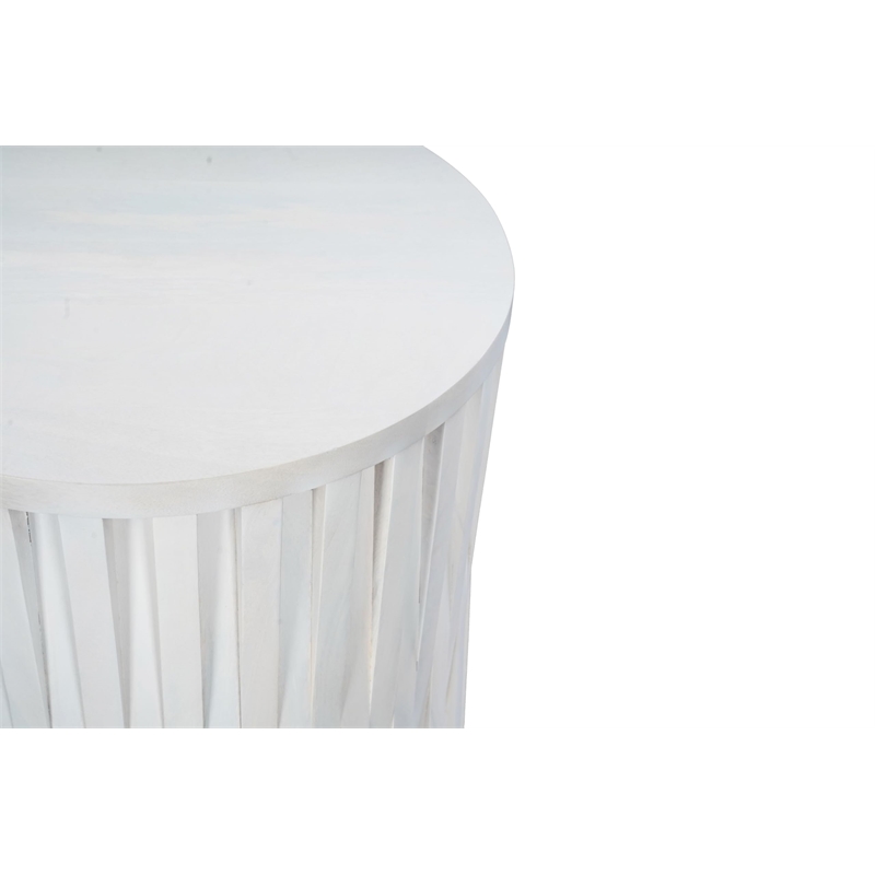 Carolina Hatteras Hi-Lo Vertical Slats Accent Table in Whitewash