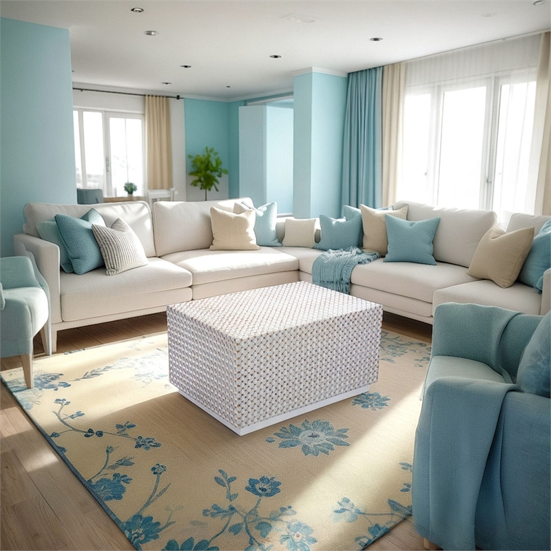 Carolina Dimple Rectangular Coffee Table in Whitewash
