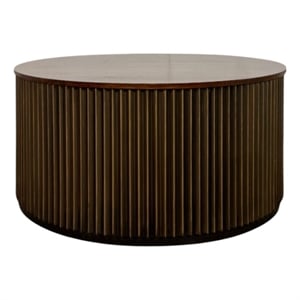 Carolina Harmony 36&quot Brass Groove Coffee Table in Black Honed