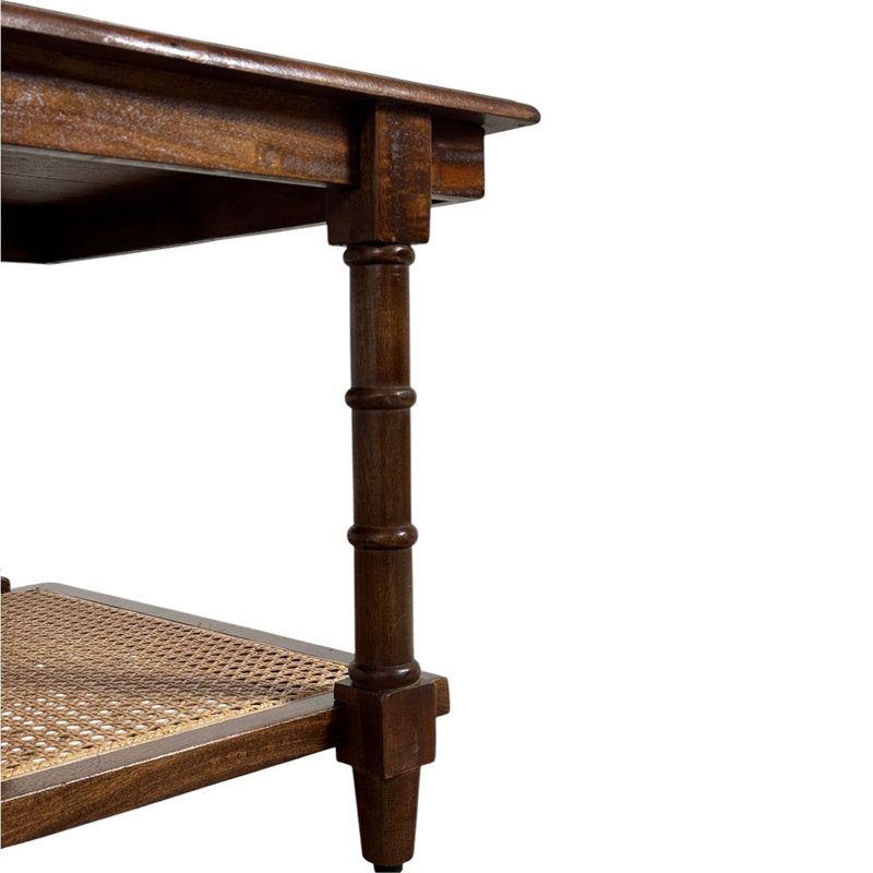 Carolina Chesterfield Wood & Cane Coffee Table in Natural