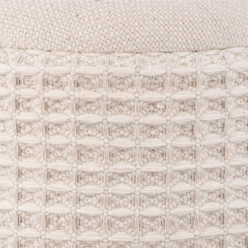 Carolina Handwoven Chronos Waffle Cream Storage Ottoman