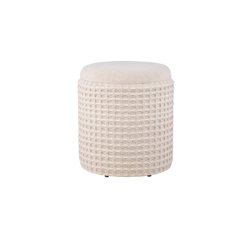 Carolina Handwoven Chronos Waffle Cream Storage Ottoman