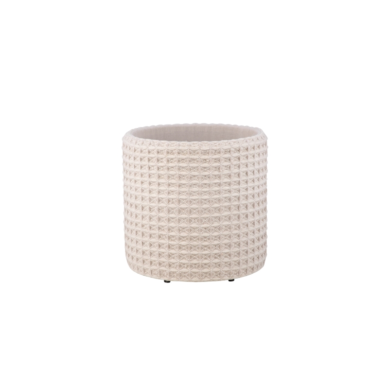 Carolina Handwoven Chronos Waffle Cream Storage Ottoman