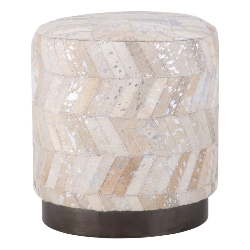 Carolina Handwoven Dionysus Silver Shevron Ottoman