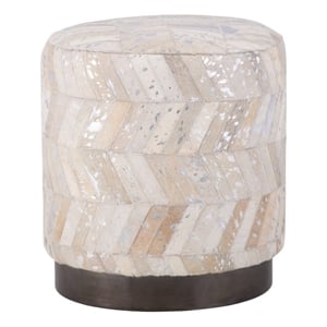Carolina Handwoven Dionysus Silver Shevron Ottoman