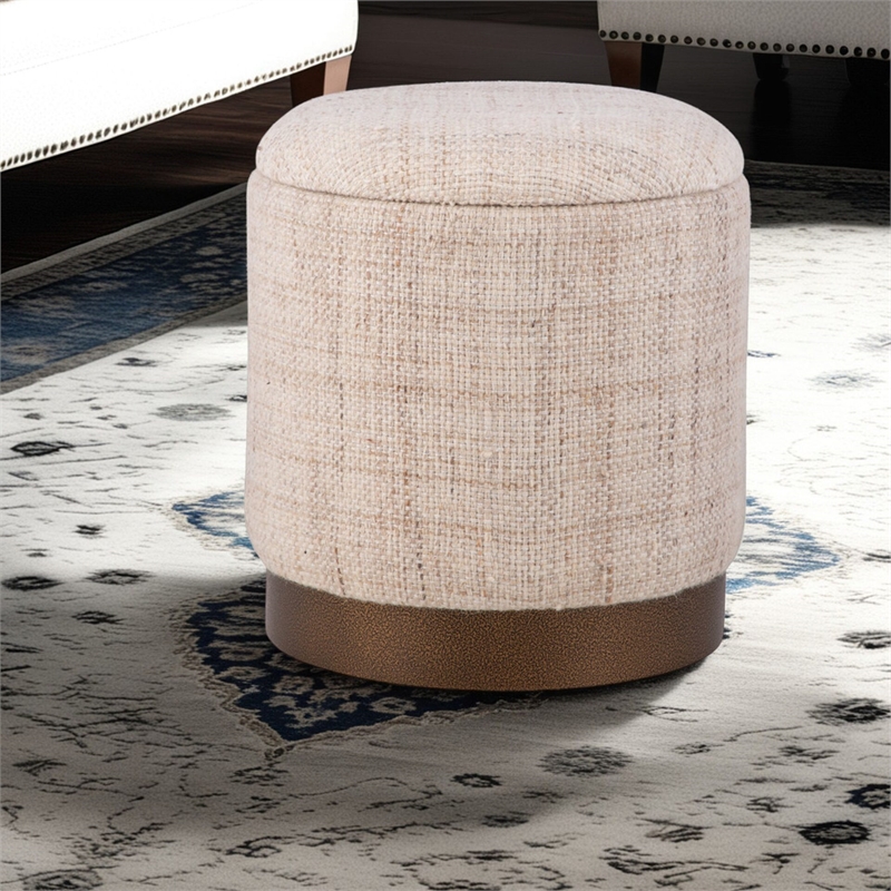 Carolina Handwoven Boreas Hammered Metal Storage Ottoman