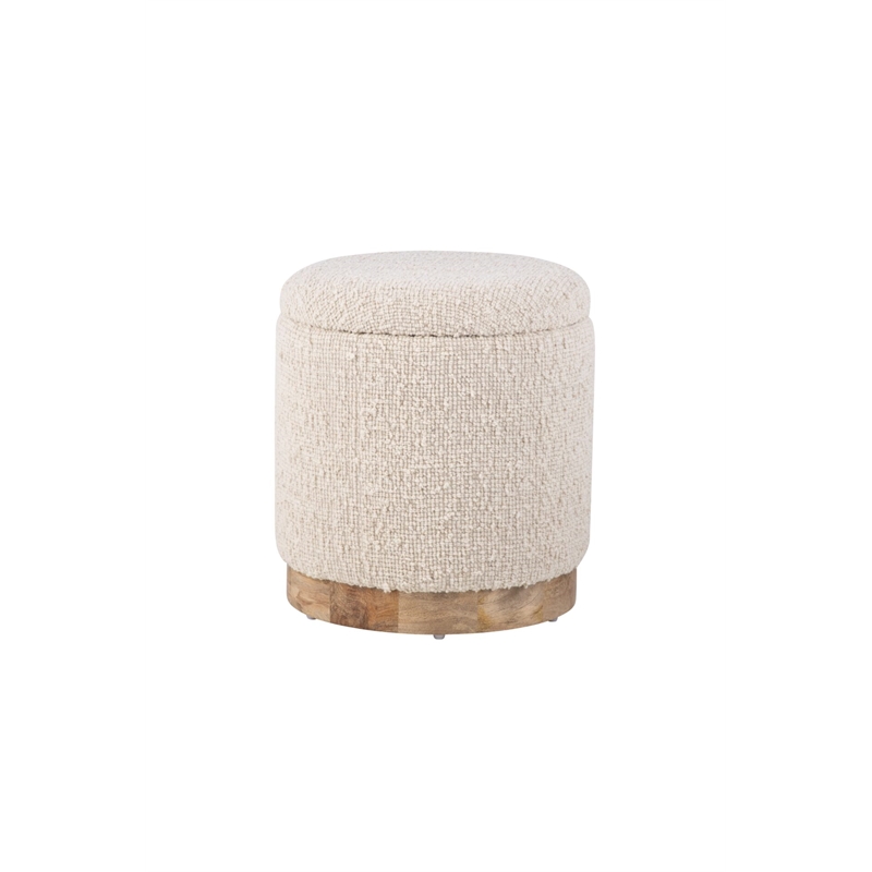 Carolina Handwoven Hestia Round Wood Base Storage Ottoman