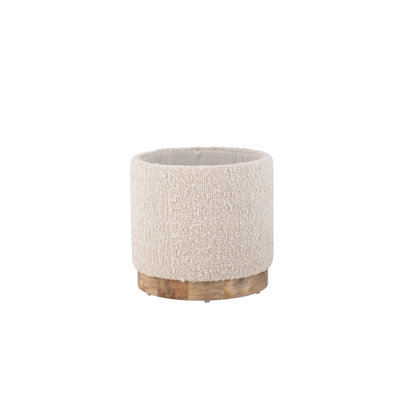 Carolina Handwoven Hestia Round Wood Base Storage Ottoman