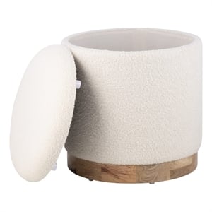 Carolina Handwoven Notus Ecru Boucle Storage Ottoman