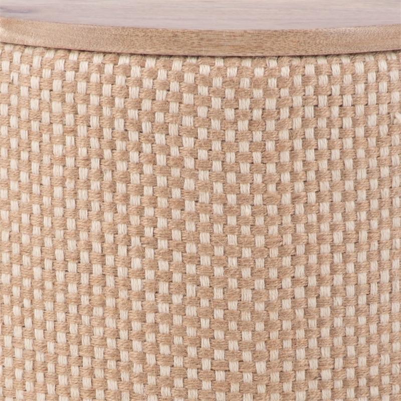 Carolina Handwoven Zeus Jute Check Wood Top Storage Ottoman