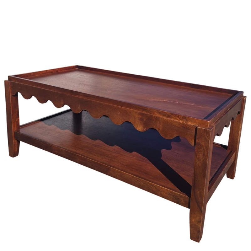Carolina Chair & Table Rectangular Scallop Mango Wood Coffee Table in Chestnut