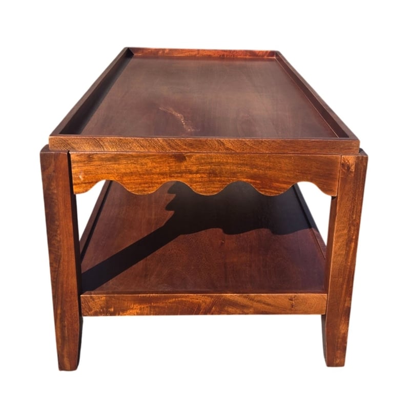 Carolina Chair & Table Rectangular Scallop Mango Wood Coffee Table in Chestnut