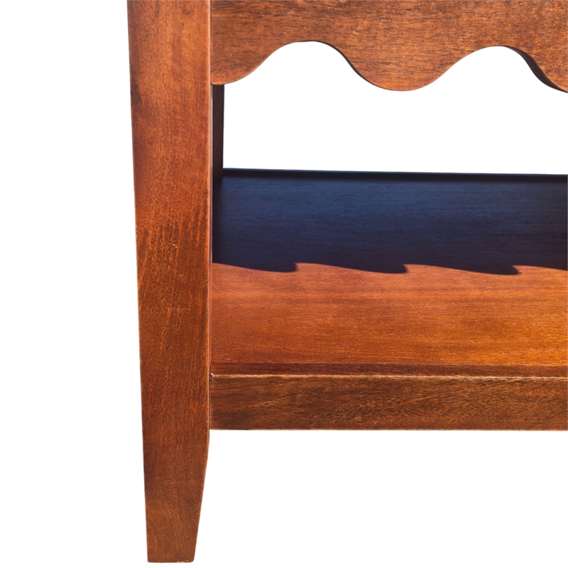 Carolina Chair & Table Rectangular Scallop Mango Wood Coffee Table in Chestnut