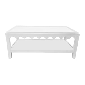 Carolina Chair & Table Rectangular Scallop Mango Wood Coffee Table in White